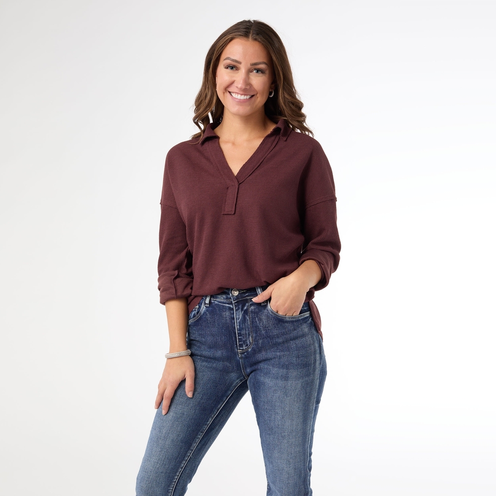 Coco + Carmen Burgundy Blouse